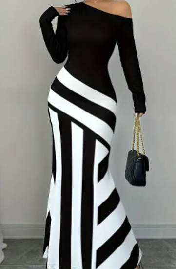 Tuxedo Block Maxi Dress