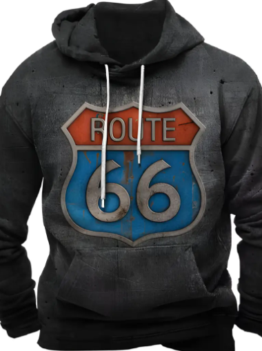 Vintage Route 66 Distressed Hoodie