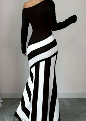 Tuxedo Block Maxi Dress